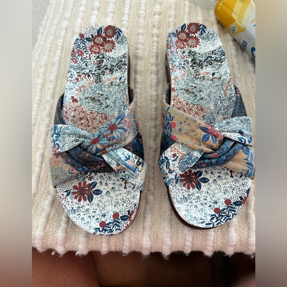 Johnny Was Floral Knot Slide Sandals - Multicolor new no box